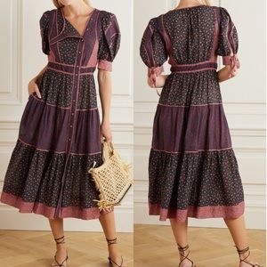 Ulla Johnson Verona Tiered Floral-Print Cotton Blend Voile Midi Dress